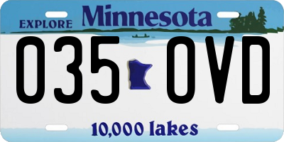 MN license plate 035OVD