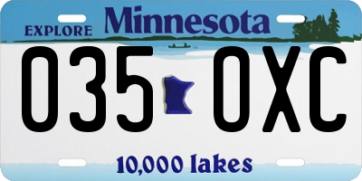 MN license plate 035OXC