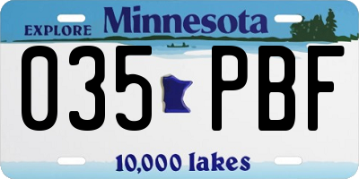 MN license plate 035PBF