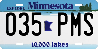 MN license plate 035PMS