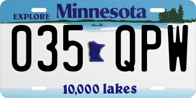 MN license plate 035QPW