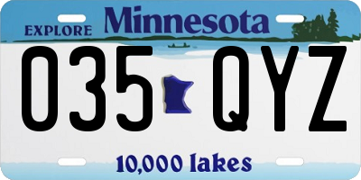 MN license plate 035QYZ