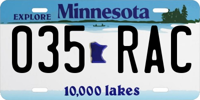 MN license plate 035RAC