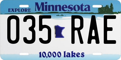 MN license plate 035RAE