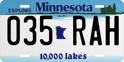 MN license plate 035RAH