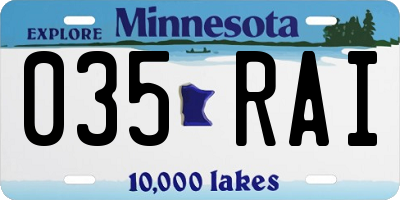 MN license plate 035RAI