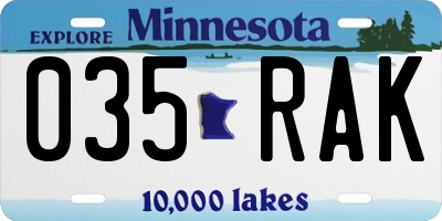 MN license plate 035RAK