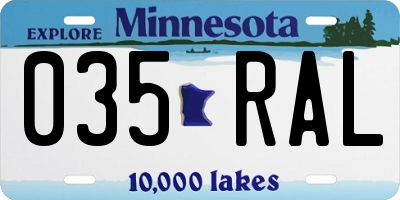 MN license plate 035RAL