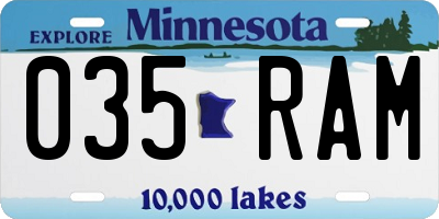 MN license plate 035RAM