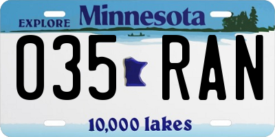 MN license plate 035RAN