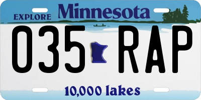 MN license plate 035RAP