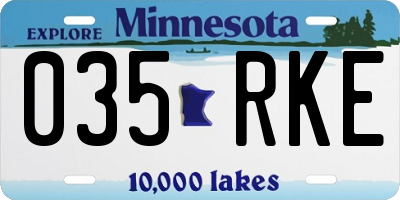 MN license plate 035RKE