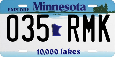 MN license plate 035RMK