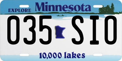 MN license plate 035SIO