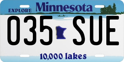 MN license plate 035SUE