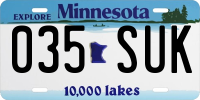 MN license plate 035SUK