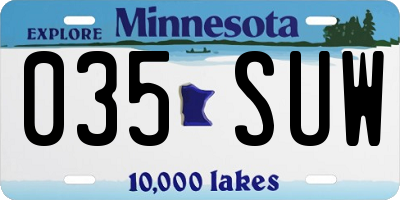 MN license plate 035SUW