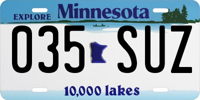 MN license plate 035SUZ