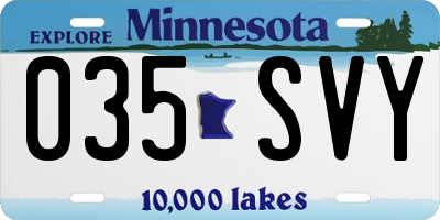 MN license plate 035SVY