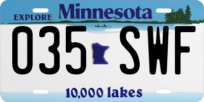 MN license plate 035SWF