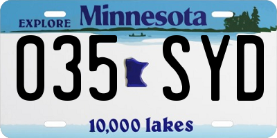 MN license plate 035SYD