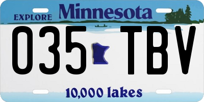 MN license plate 035TBV