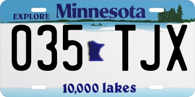 MN license plate 035TJX