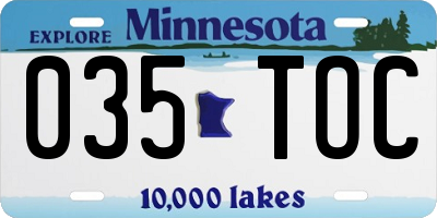 MN license plate 035TOC