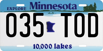 MN license plate 035TOD