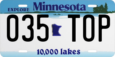 MN license plate 035TOP