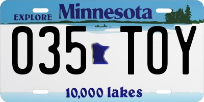 MN license plate 035TOY