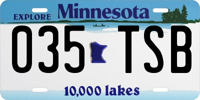 MN license plate 035TSB
