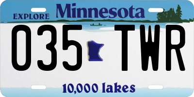 MN license plate 035TWR