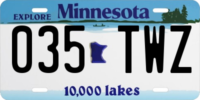 MN license plate 035TWZ