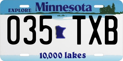 MN license plate 035TXB