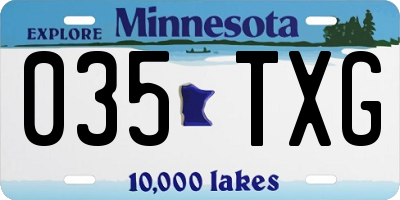 MN license plate 035TXG