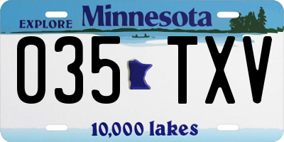 MN license plate 035TXV