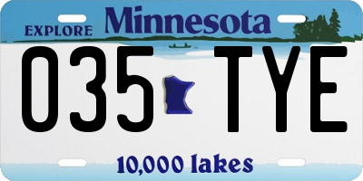MN license plate 035TYE