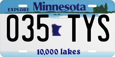 MN license plate 035TYS
