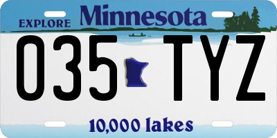 MN license plate 035TYZ