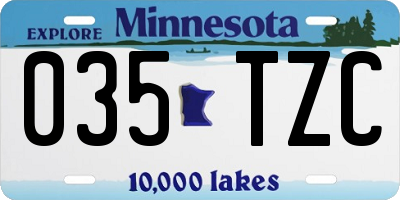 MN license plate 035TZC