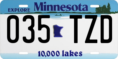 MN license plate 035TZD