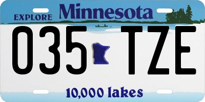 MN license plate 035TZE