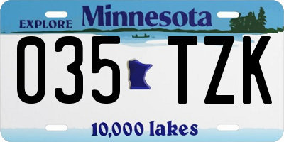 MN license plate 035TZK