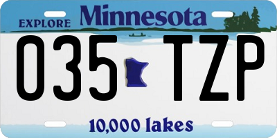 MN license plate 035TZP