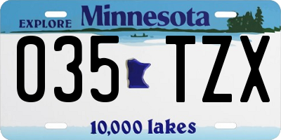MN license plate 035TZX