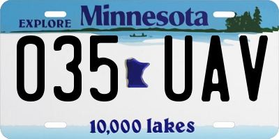MN license plate 035UAV