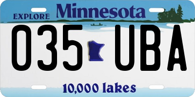 MN license plate 035UBA