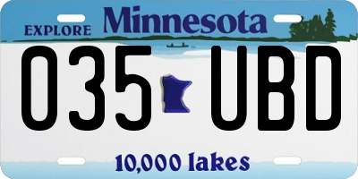 MN license plate 035UBD
