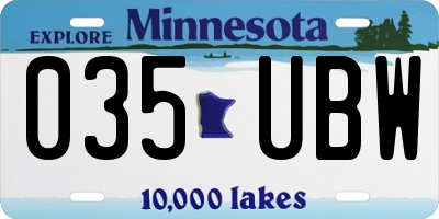 MN license plate 035UBW